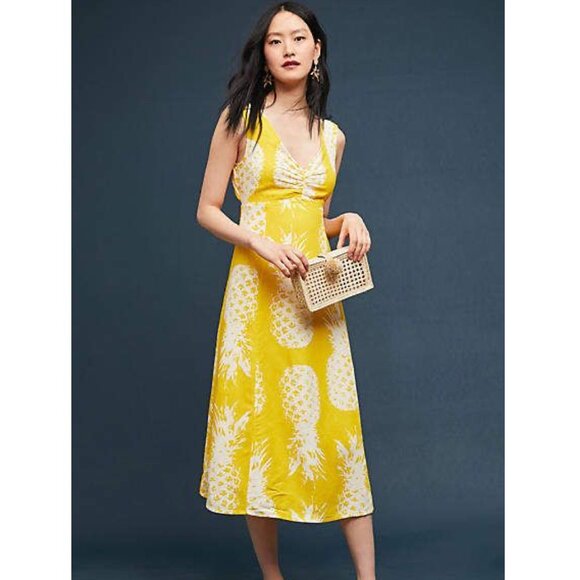 Anthropologie Dresses & Skirts - Anthropologie Maeve Pineapple Print Linen Blend Midi Dress